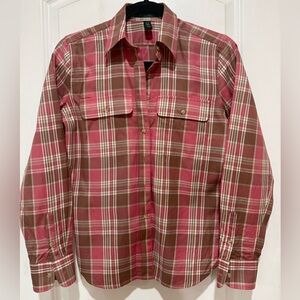 Ralph Lauren Red and Brown Plaid Casual Shirt Like new condition  worn once